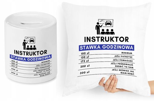 Dla Instruktora Zestaw Poduszka + Skarbonka Z Nadrukiem Ze Zdjęciem na Arena.pl