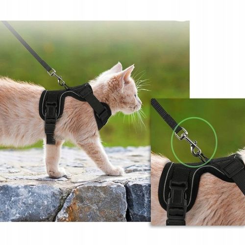 PROFESJONALNE SZELKI BEZUCISKOWE SPACEROWE REGULOWANE DLA KOTA + SMYCZ M na Arena.pl