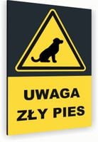 Tabliczka znak informacyjny 30x20 Antracyt ZŁY PIES Dibond NADRUK UV