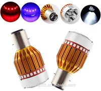 Żarówka motocyklowa 12V/9W BA20D LED 3LED, z kolorowym ringiem