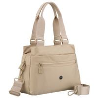 beżowa, praktyczna listonoszka damska z poliestru zawieszona