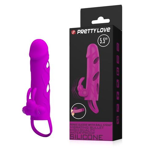 PRETTY LOVE - PENIS SLEEVE WITH BALL STRAP vibration PURPLE na Arena.pl