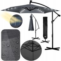 Parasol ogrodowy duży składany z wysięgnikiem pokrowiec lampki LED Ø 300cm