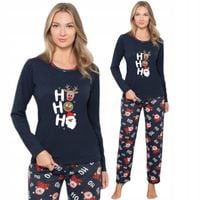 PIZAMA DAMSKA ŚWIĄTECZNA DŁUGI RĘKAW DŁUGIE SPODNIE 100%BAWEŁNA