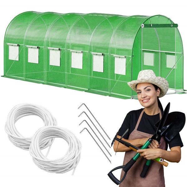 Szklarnia ogrodowa foliowa UV4 140g/m2 6x3x2 m zielona zdjęcie 1