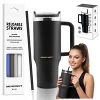 Termos próżniowy kubek z zestawem słomek 1180 ml Berdsen czarny