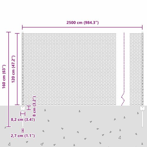 Ogrodzenie z słupkami Srebrny 1.2 x 25 m Stal na Arena.pl
