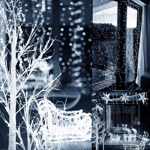 KURTYNA ŚWIETLNA NA BATERIE 300 LED LAMPKI 3x3M 8 FUNKCJI ZIMNE ŚWIATŁO na Arena.pl