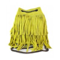 Zamszowa listonoszka ,worek frędzle,włoska skóra Vera Pelle Żółty WL45GL