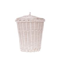 KOSZ NA ŚMIECI wybielana ŚMIETNICZKA WIKLINOWA Z POKRYWĄ Ø30 H35 CM