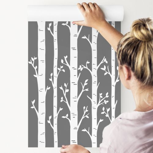 Tapeta Brzozy na Szarym Tle na Arena.pl