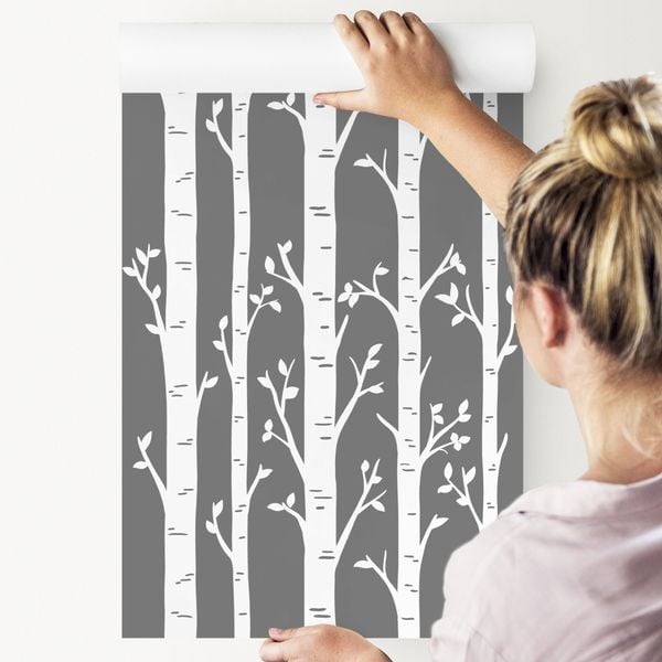 Tapeta Brzozy na Szarym Tle zdjęcie 4