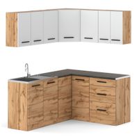 Zestaw Kuchenny Modułowy Z Blatem Narożny Danka 3.2m Wotan Biały Dąb Wotan