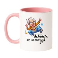 KUBEK "JEBNIĘTE SIĘ NIE STARZEJĄ" Wzór - Klasyczny Biało-Różowy 330 ml