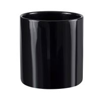 Doniczka osłonka ceramiczna Czarny połysk walec 13x14 cm szkliwiona gładka