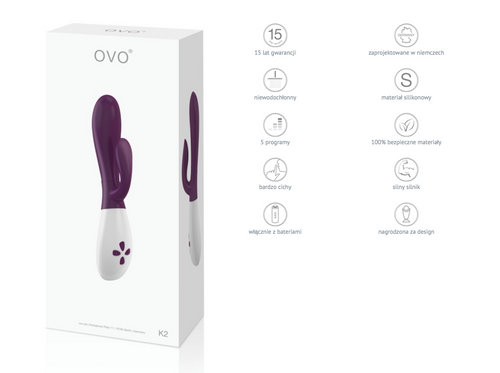 Wibrator Ze Stymulatorem Łechtaczki Ovo K2 Rabbit Blackberry White na Arena.pl