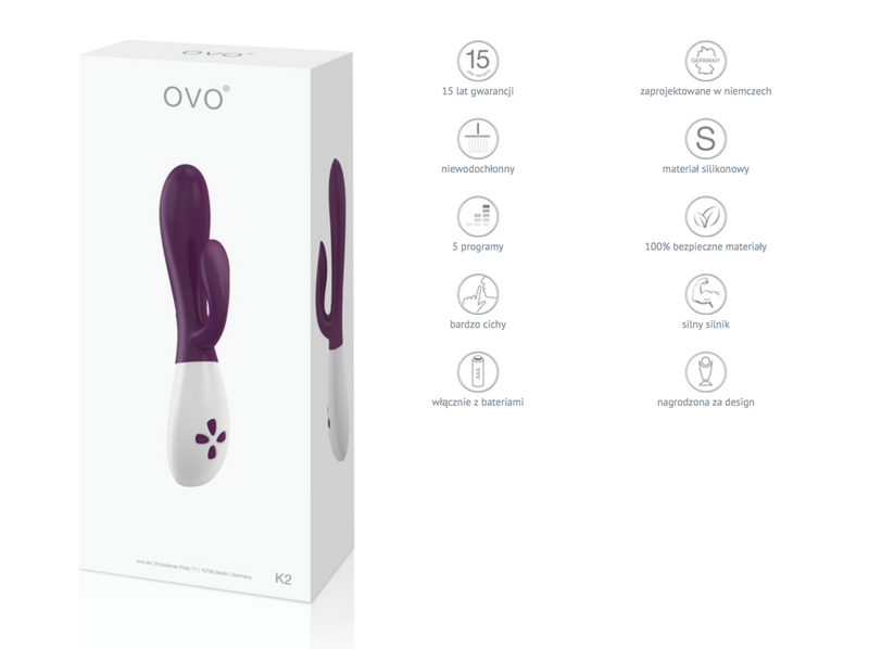 Wibrator Ze Stymulatorem Łechtaczki Ovo K2 Rabbit Blackberry White zdjęcie 5