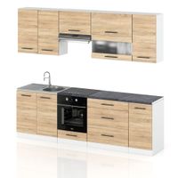 Meble Kuchenne Drewniane Kuchnia Marocco 2.6m Duża Modułowa Dąb Sonoma