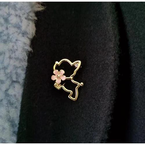 broszka ozdobna emaliowana - piesek z kwiatkiem bz210 na Arena.pl