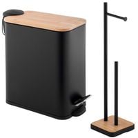 Zestaw Łazienkowy: Kosz na śmieci 5l i Stojak na papier toaletowy czarny