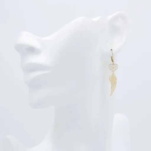 Wiszace kolczyki skrzydla ANIOLA SERCE stal chirur zdjęcie 2