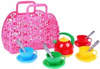 ZESTAW NACZYŃ DO HERBATY DLA 4 OSÓB W KOSZYKU - Idealny na piknik"