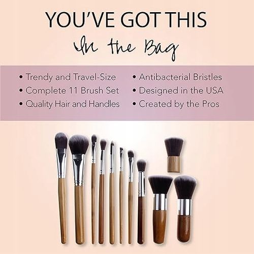 Zestaw 11 profesjonalnych pędzli do makijażu Kabuki Bamboo firmy Zoë Ayla na Arena.pl