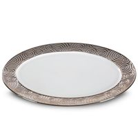 Patera ceramiczna okrągła TEA 34X25X3 biała+srebrna