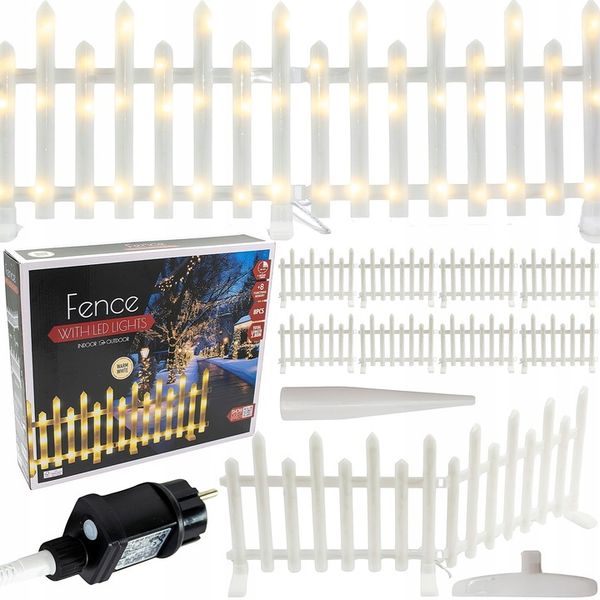 PŁOTEK DEKORACYJNY OZDOBA ŚWIĄTECZNA LED Zestaw 8 szt programator timer zdjęcie 1