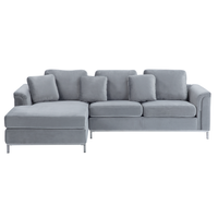 Narożnik welurowy prawostronny szary OSLO