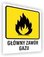 Główny zawór gazu - Znak bezpieczeństwa nadruk 20x15 cm dużo wzorów