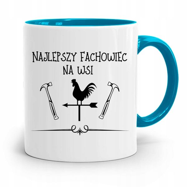 Kubek Błękitny Dla Budowlańca Najlepszy Fachowiec Z Nadrukiem Ze Zdjęciem zdjęcie 1