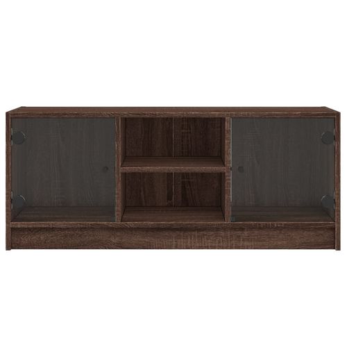 Szafka TV ze szklanymi drzwiami, brązowy dąb, 102x37x42 cm na Arena.pl