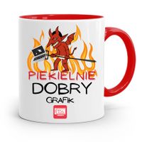 Kubek Czerwony Dla Piekielnie Dobrego Grafika Z Nadrukiem Ze Zdjęciem