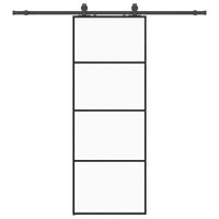 Drzwi przesuwne z zestawem okuć czarne 76x205 cm ESG szkło