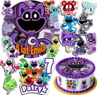 ZESTAW OPŁATEK NA TORT 30CM + 17 POSTACI - CATNAP SMILING + IMIĘ 24CM 26CM