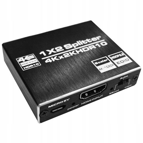 SPLITTER HDMI 2.0 ROZDZIELACZ 1x2 ULTRAHD HDCP 2.2 4K 60Hz - 2 telewizory na Arena.pl