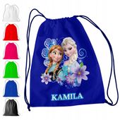 WOREK PLECAK SPORTOWY NA WF DLA DZIECI - KRAINA LODU + IMIĘ! FROZEN ELSA