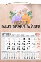KALENDARZ 2025 jednodzielny DREWNIANY prezent dla dziadka babci twój tekst