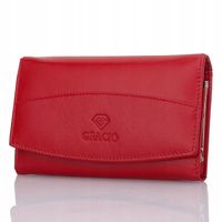 skorzany portfel damski mały Gracio rfid CZERWONY