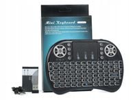 Klawiatura mini podświetlana bezprzewodowa tv led touchpad pełna QWERTY