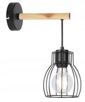 Lampa ścienna kinkiet drewniany czarny druciany klosz loft Candellux