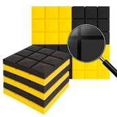 Panele akustyczne BUFFO 30×30 cm| grafit zółty| ZESTAW | – 4 szt