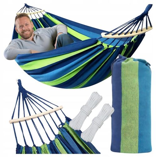 Hamak Ogrodowy XXL Bawełniany mocny turystyczny 2 osobowy huśtawka + torba na Arena.pl