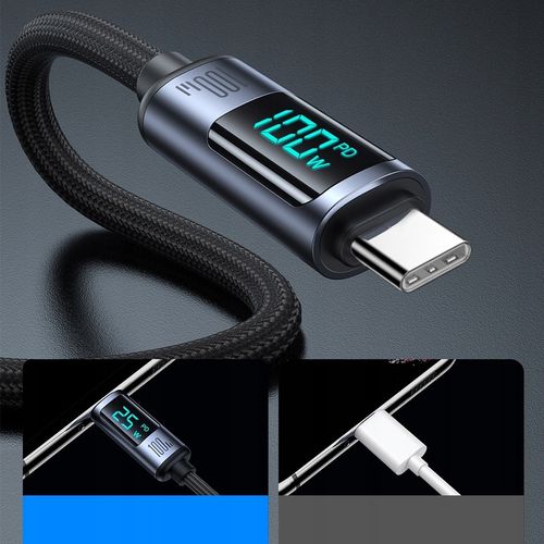 JOYROOM KABEL Z WYŚWIETLACZEM USB-C SZYBKIE ŁADOWANIE USB TYP C 5A 100W 1M na Arena.pl