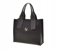 Laura Biaggi torebka shopper z kosmetyczką czarny groszek mat i błysk MG302