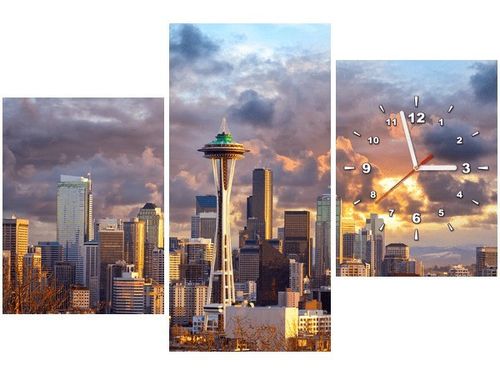 60CM 90 ZEGAR 3 ELEM SEATTLE O ZACHODZIE SŁOŃCA ŚCIENNY na Arena.pl