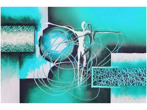 100 70CM OBRAZ PŁÓTNO TAŃCZĄCE POSTACIE NIEBIESKIM PŁÓTNO RAMA na Arena.pl