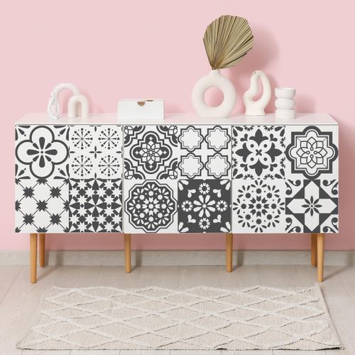 Naklejki Na KAFELKI Czarno-Biała Mozaika Marokańska Zestaw 24 szt. 20x20 na Arena.pl