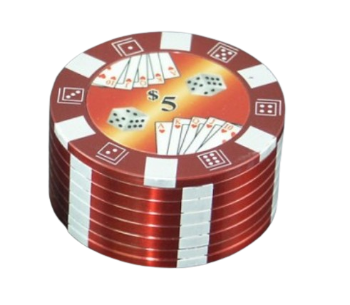 Młynek do Mielenia Tytoniu Czerwony Żeton do Pokera 5$ Grinder Crusher na Arena.pl